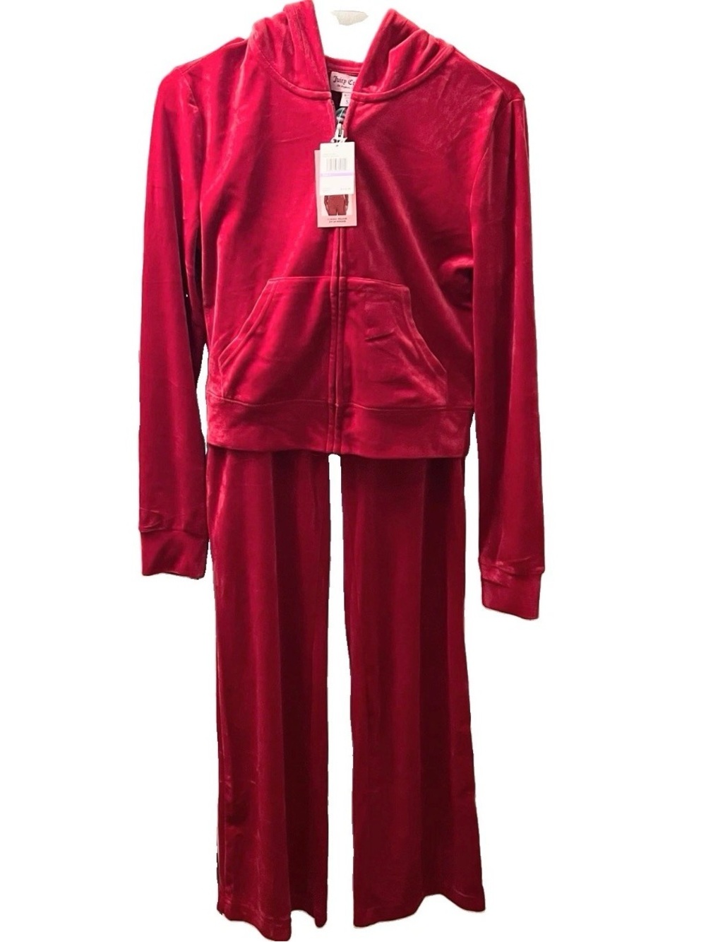 Juicy Couture Bling Velour Tracksuit Hoodie & Pants COCO RED Size S NEW!